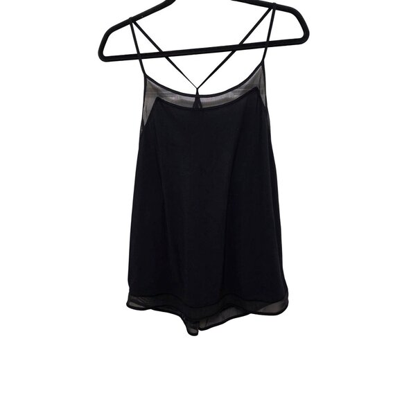 Lululemon Black Sheer-Panel Strappy Tank Top Size 4-6 - Picture 1 of 6